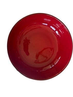 Vintage Italian Red Art Pottery Bowl Handmade Signed Centerpiece 10”